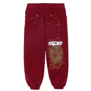 White Printed Sweatpant – Red