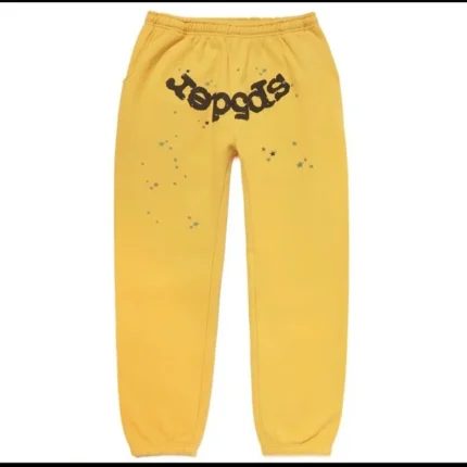 Sp5der worldwide sweatpants Yellow with black writing